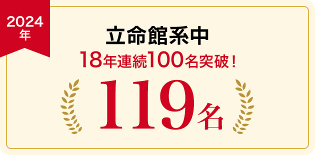 立命館系中 132名 16年連続100名突破！