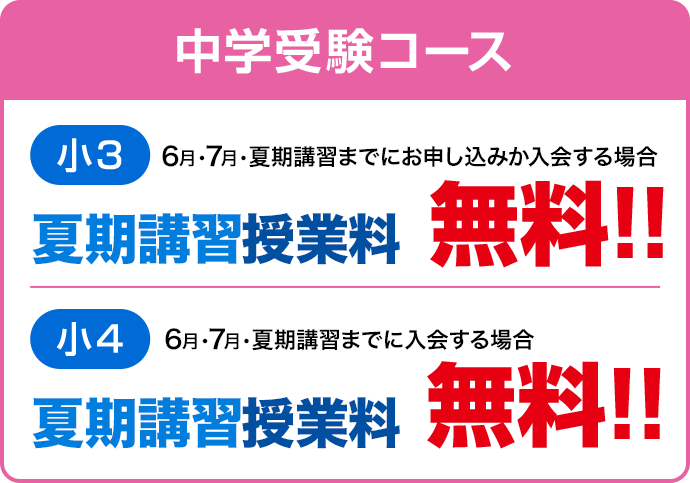 中学受験コース(小3・小4)　キャンペーン
