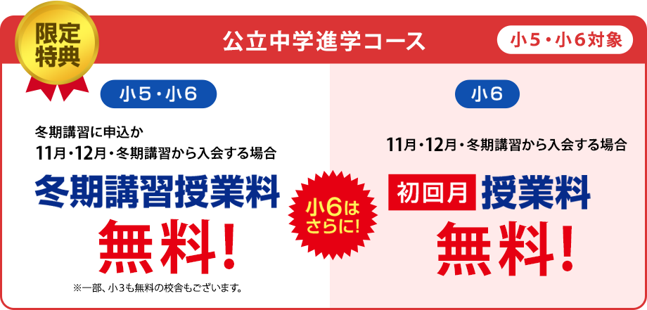 特典1　2月・3月・4月までに新規ご入会の方 入学金無料